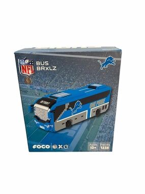 FOCO NFL Detroit Lions Bus BRXLZ Building Block Set 1235 Pieces One Pride New